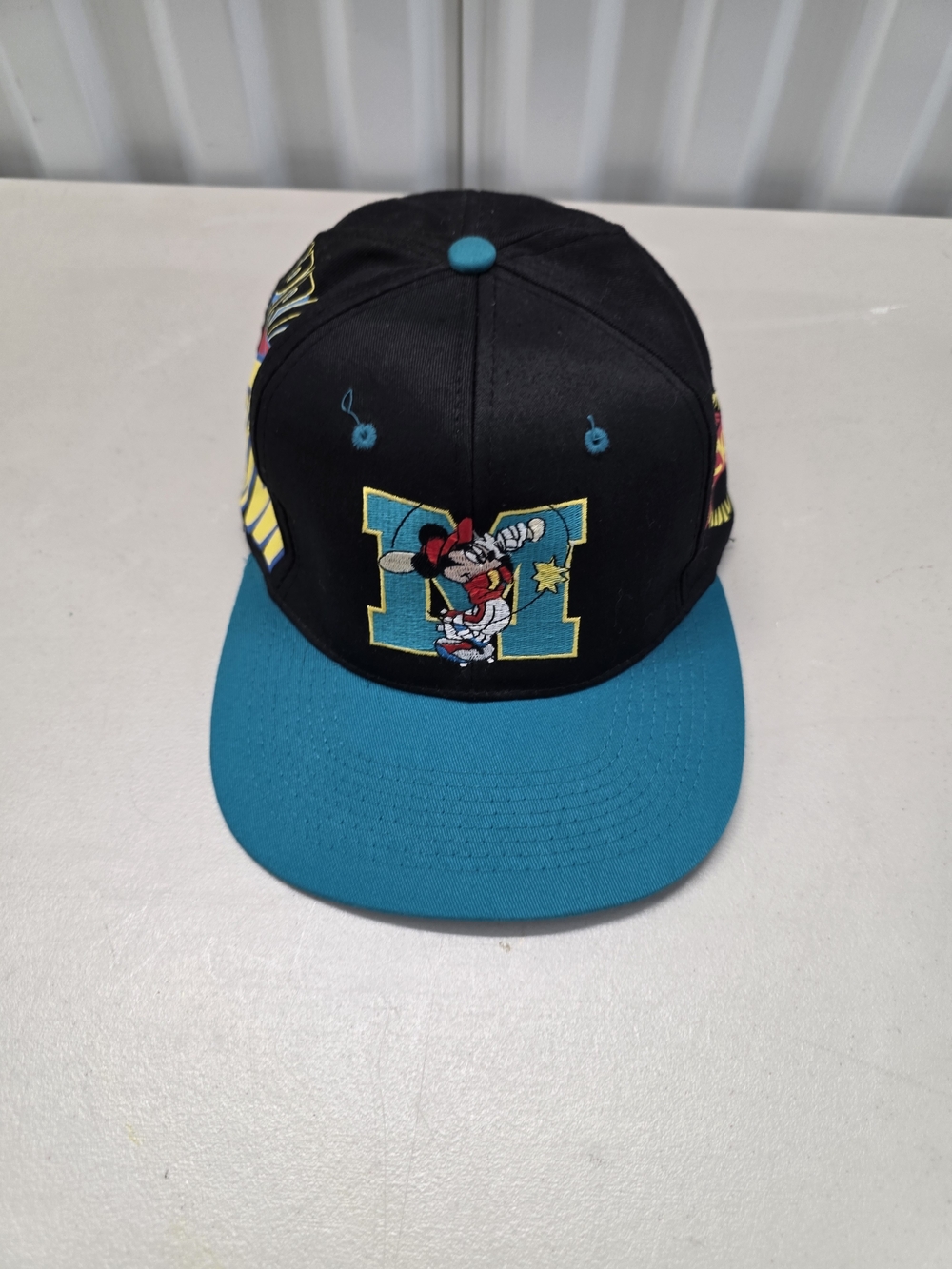 Vintage Mickey Mouse Snapback Hat 90s Mickey Unlimited Disney Cap Teal Blue